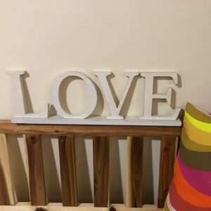 Love sign lightweight stand up shelf decor white shabby chic
